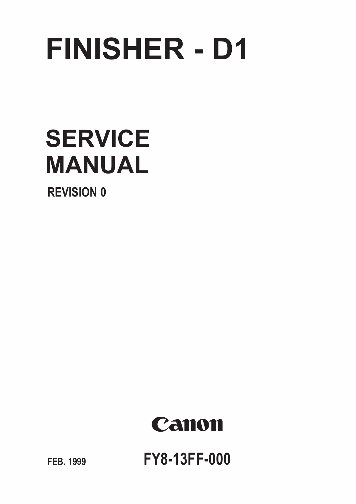 Canon Options Finisher-D1 Parts and Service Manual-1